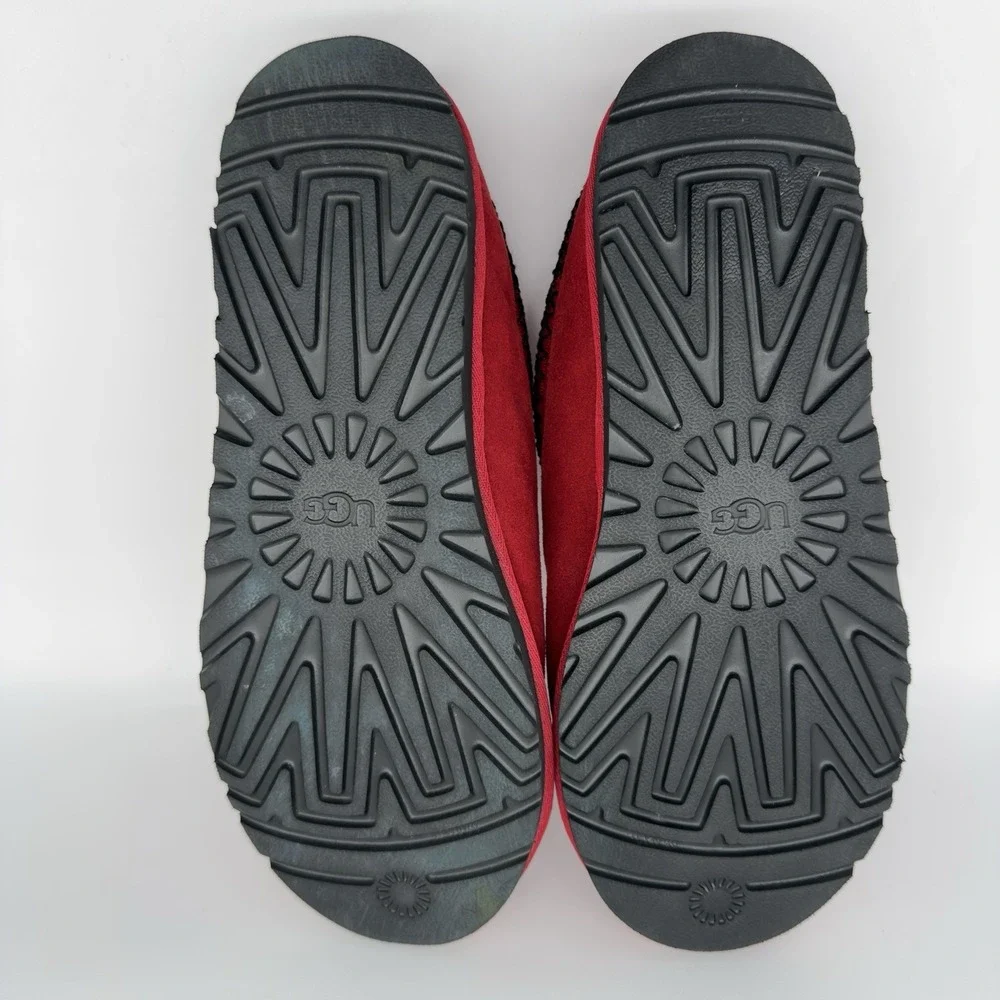 UGG Tasman Samba Red Suede Comfort Slip On Sheepskin Slippers Size 11 - Picture 13 of 14